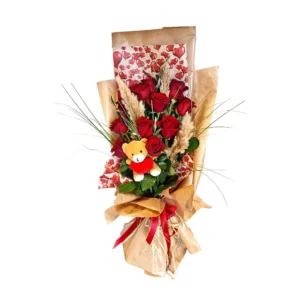 Romantični buket s medvjedićem